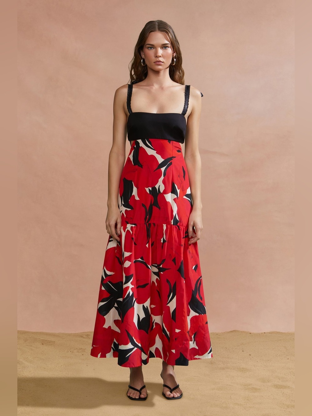 Amur Womens Selna Silk-Blend Midi Dress Red 10